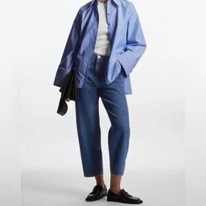 Nwot COS Jeans 27 Blue Tapered Balloon Leg High Rise Ankle-Length Cotton Trendy